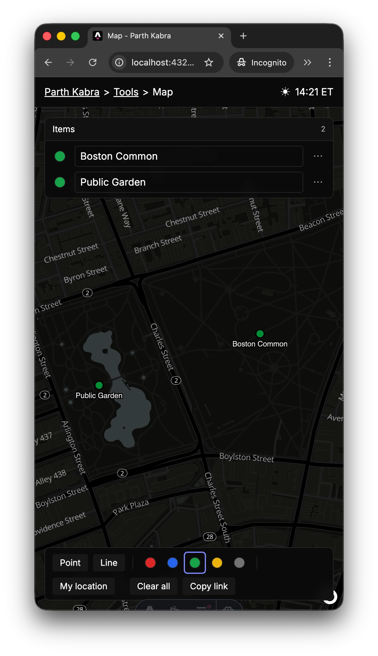 Mobile map drawing tool