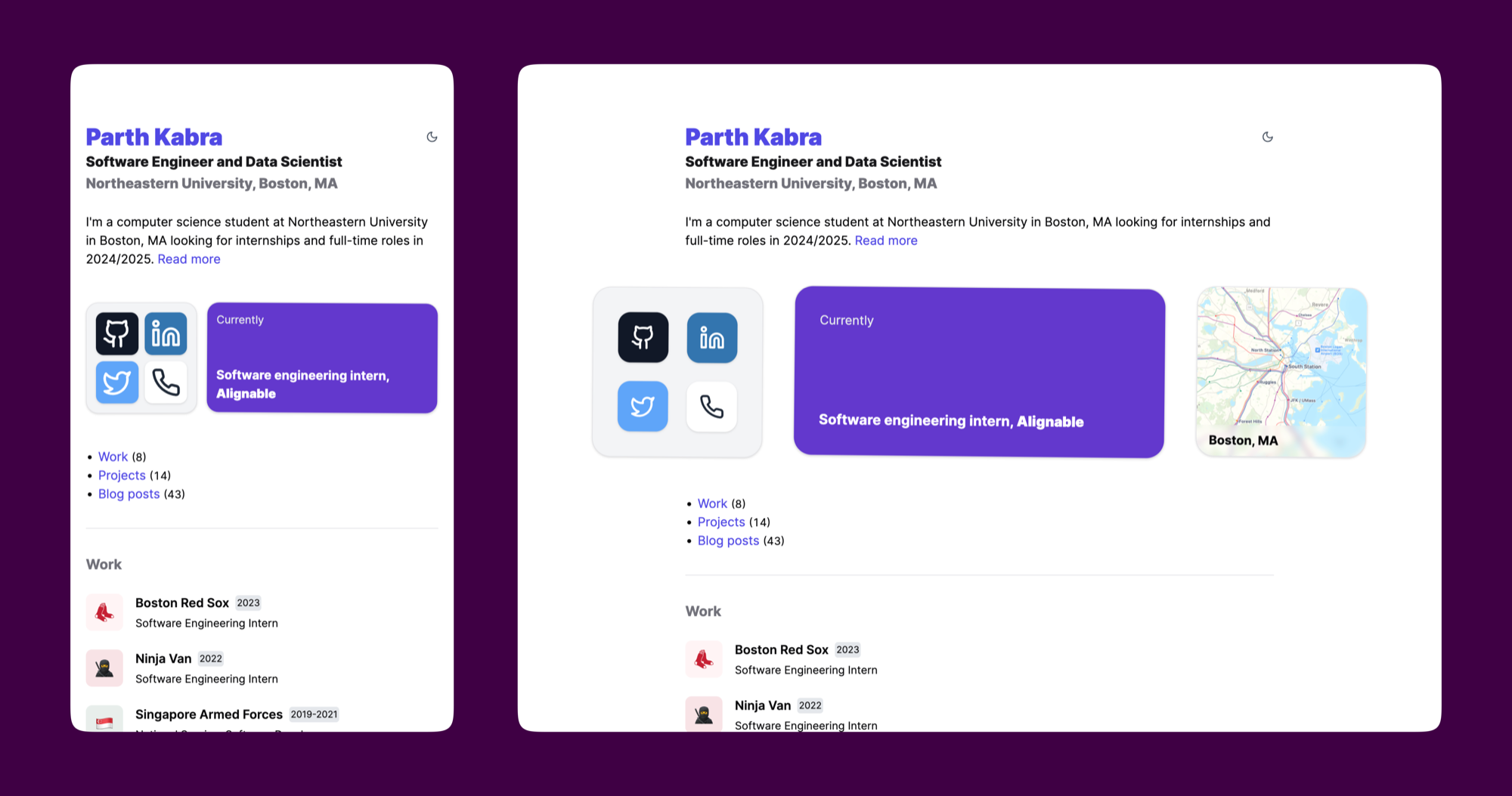 2023 personal website bento grid