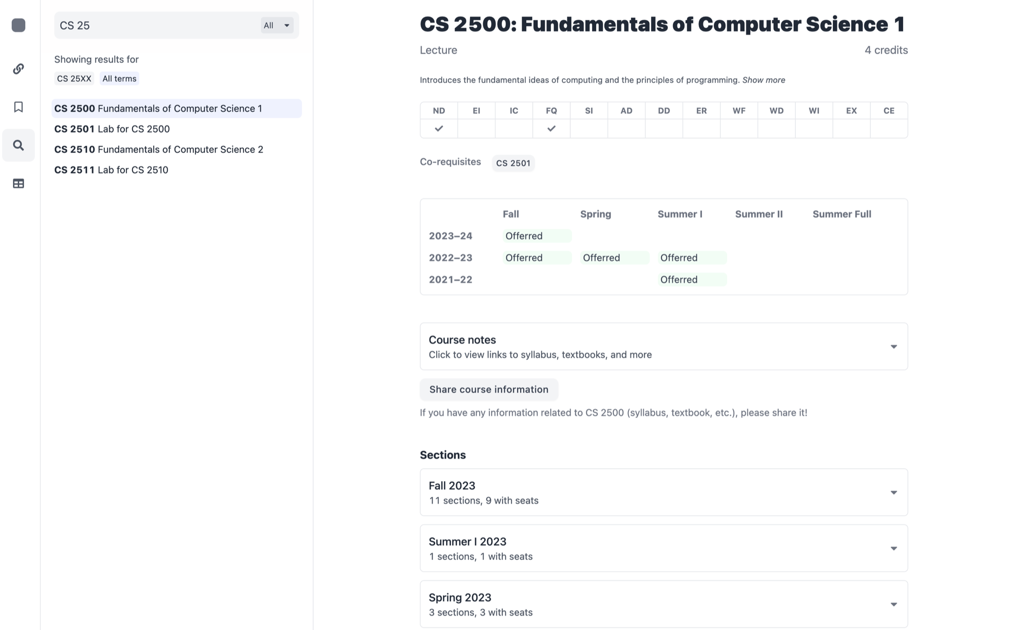 Coursky course page