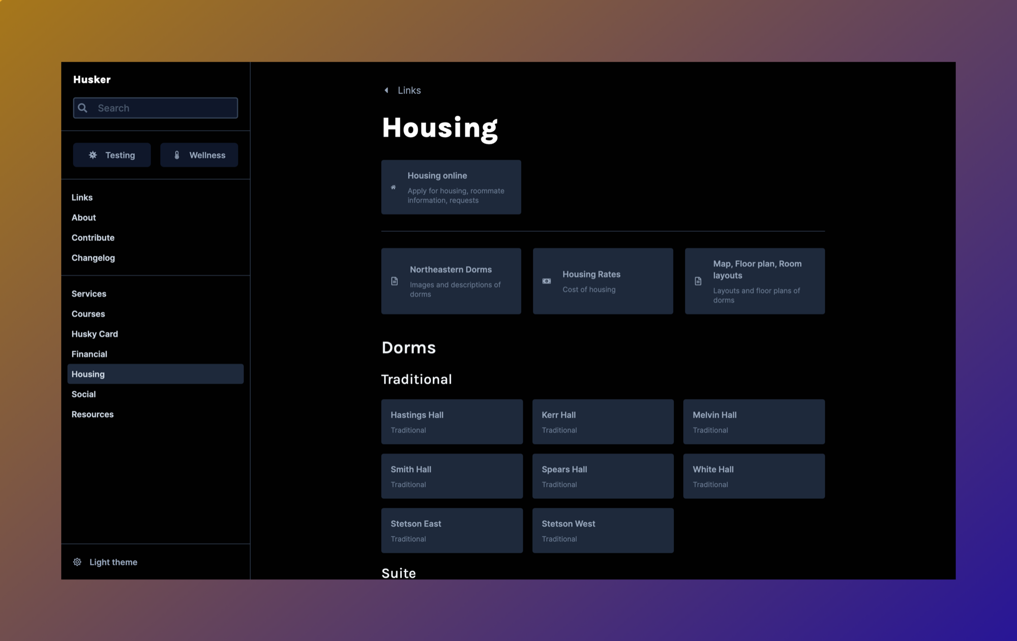 Husker dark mode