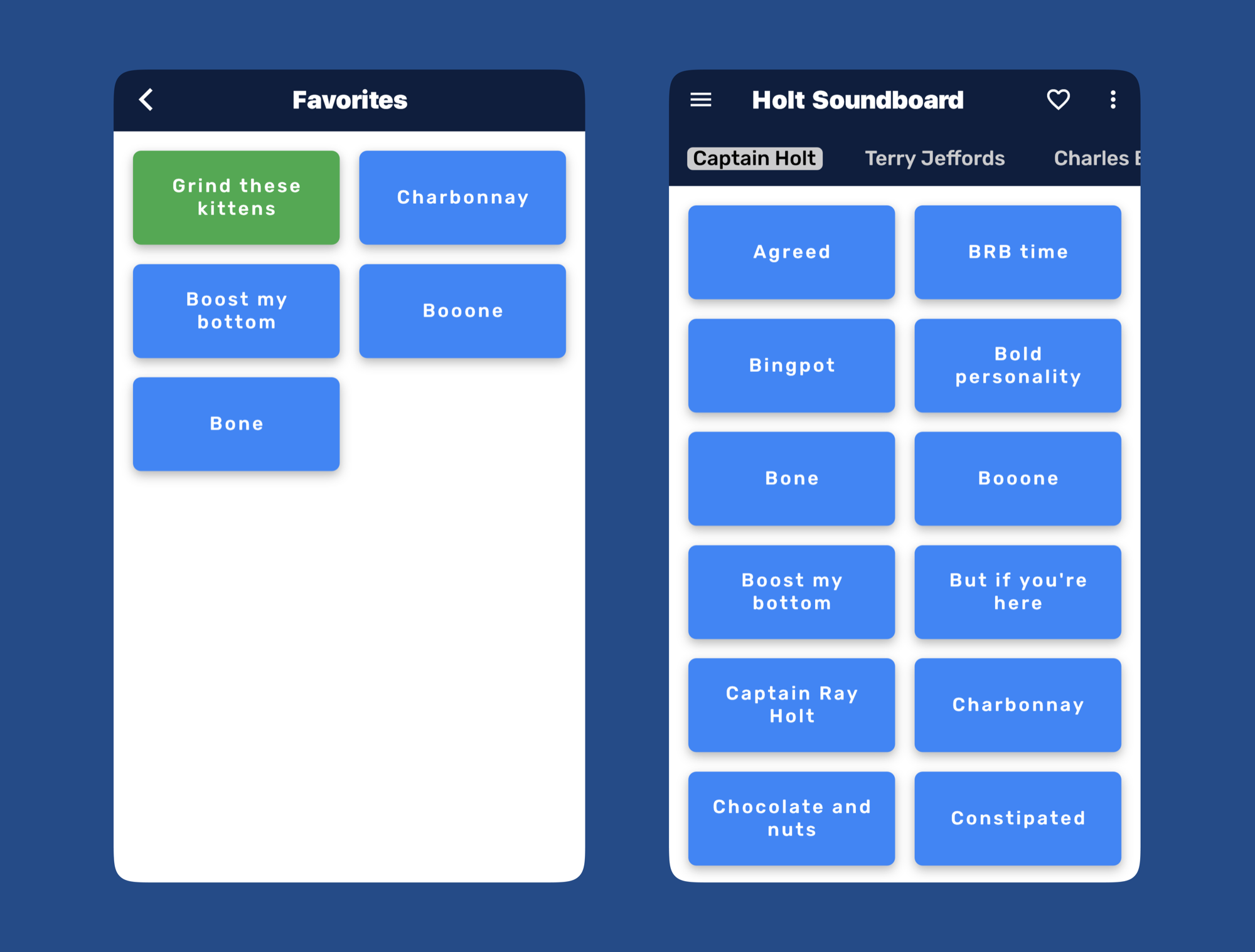 Holt Soundboard app screen